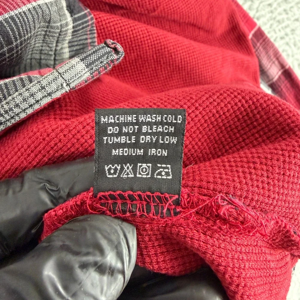 Fourstar Mens Large Red Plaid Thermal Lined‎ Flannel Shirt Skate Streetwear